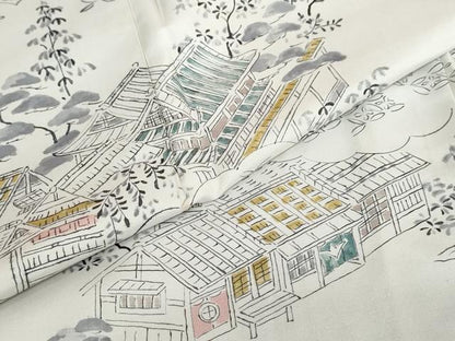 平和屋着物●本場染大島紬　訪問着　風景文　正絹　逸品　DABD9240ud