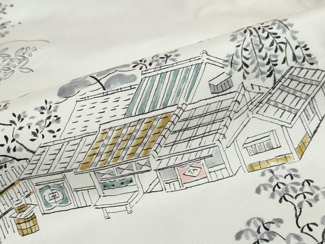 平和屋着物●本場染大島紬　訪問着　風景文　正絹　逸品　DABD9240ud