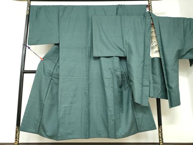 平和屋着物●男性　紬　アンサンブル　長羽織　100亀甲　総詰め　正絹　逸品　DABD9246ud