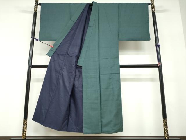 平和屋着物●男性　紬　アンサンブル　長羽織　100亀甲　総詰め　正絹　逸品　DABD9246ud