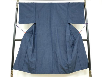 平和屋着物●男性　紬　アンサンブル　長羽織　留紺色　正絹　逸品　DABD9248ud