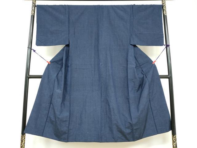 平和屋着物●男性　紬　アンサンブル　長羽織　留紺色　正絹　逸品　DABD9248ud