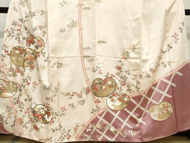 平和屋着物●十日町老舗ブランド　吉澤友禅　吾妻徳穂　訪問着　駒刺繍　草花文　金彩　正絹　逸品　DABD9250ud