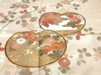 平和屋着物●十日町老舗ブランド　吉澤友禅　吾妻徳穂　訪問着　駒刺繍　草花文　金彩　正絹　逸品　DABD9250ud