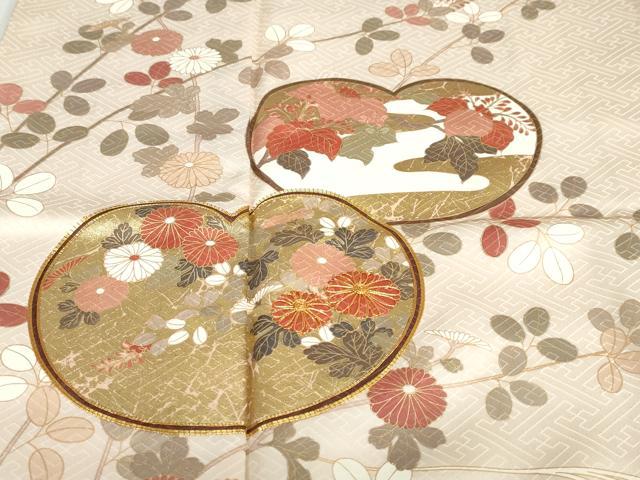 平和屋着物●十日町老舗ブランド　吉澤友禅　吾妻徳穂　訪問着　駒刺繍　草花文　金彩　正絹　逸品　DABD9250ud