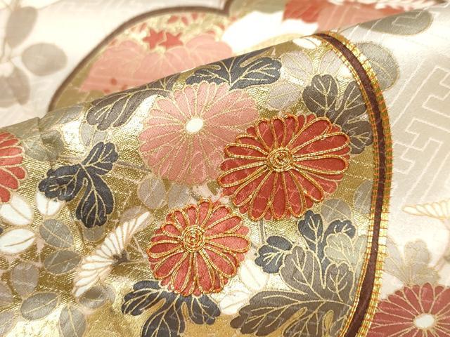 平和屋着物●十日町老舗ブランド　吉澤友禅　吾妻徳穂　訪問着　駒刺繍　草花文　金彩　正絹　逸品　DABD9250ud