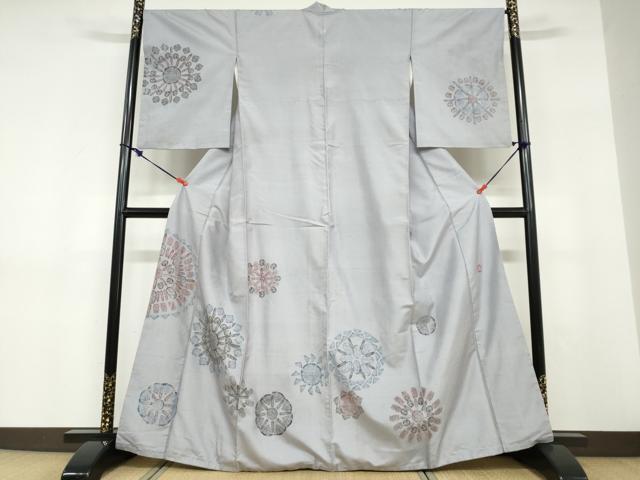 平和屋着物●訪問着　作家物　紬地　抽象文様　正絹　逸品　DABD9251ud