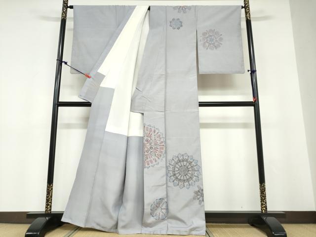 平和屋着物●訪問着　作家物　紬地　抽象文様　正絹　逸品　DABD9251ud
