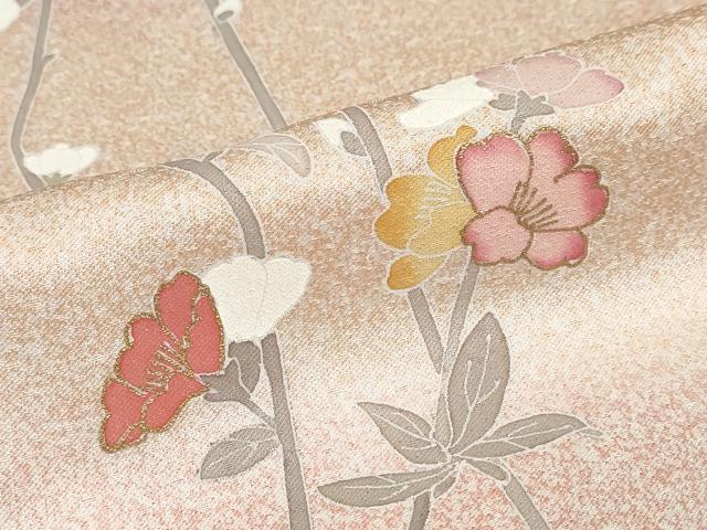 平和屋着物●訪問着　作家物　草花文　たたき染め　金彩　正絹　逸品　DABD9252ud