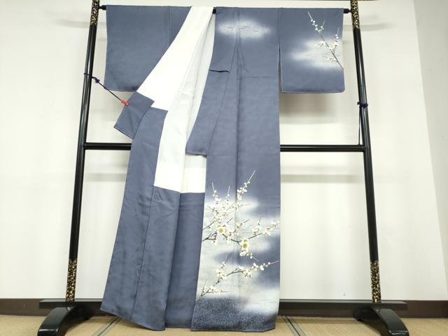平和屋着物●人間国宝・羽田登喜男　訪問着　枝梅文　暈し染め　正絹　逸品　未使用　DABD9255ud