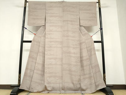 平和屋着物●上質な小紋　横段敷松葉文　角通し　正絹　逸品　未使用　DABD9259ud