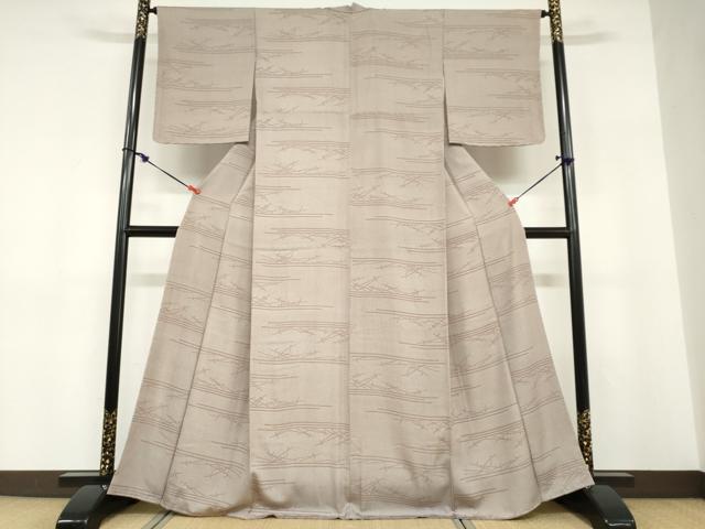 平和屋着物●上質な小紋　横段敷松葉文　角通し　正絹　逸品　未使用　DABD9259ud