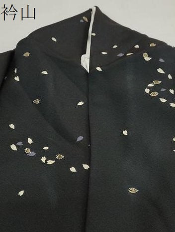 平和屋着物●上質な小紋　夜桜文　黒地　金彩　正絹　逸品　DABD9261ud