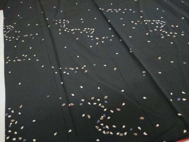 平和屋着物●上質な小紋　夜桜文　黒地　金彩　正絹　逸品　DABD9261ud