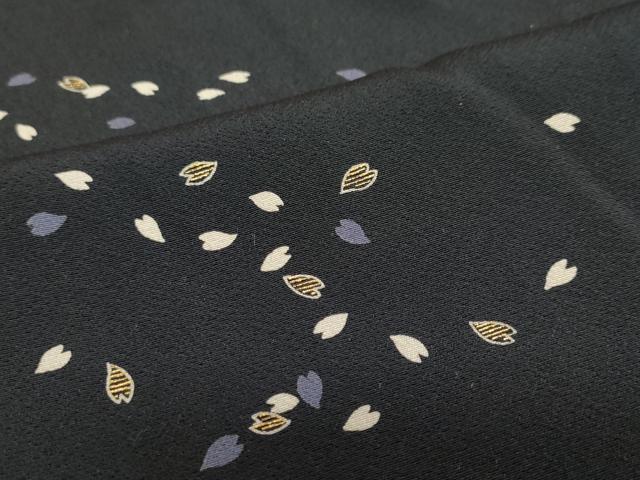 平和屋着物●上質な小紋　夜桜文　黒地　金彩　正絹　逸品　DABD9261ud
