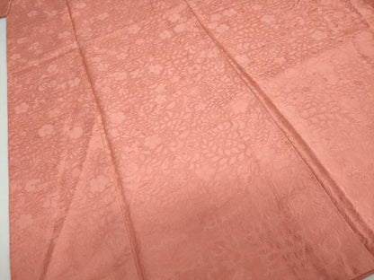 平和屋着物●上質な色無地　辻が花地紋　甚三紅色　正絹　逸品　DABD9262ud