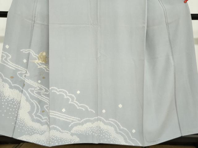平和屋着物●訪問着　駒刺繍　絞り　流水舞桜文　跳兎　金彩　正絹　逸品　未使用　DABD9263ud