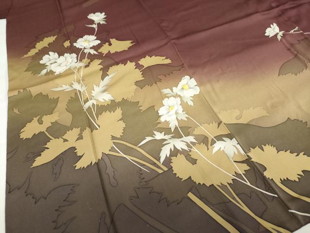 平和屋着物●京の匠日展作家　丹下雄介　訪問着　草花文　シルエット　暈し染め　金彩　やまと誂製　正絹　逸品　DABD9268ud