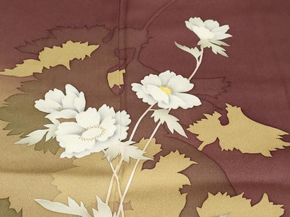 平和屋着物●京の匠日展作家　丹下雄介　訪問着　草花文　シルエット　暈し染め　金彩　やまと誂製　正絹　逸品　DABD9268ud