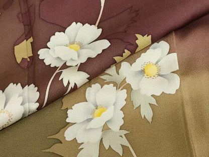 平和屋着物●京の匠日展作家　丹下雄介　訪問着　草花文　シルエット　暈し染め　金彩　やまと誂製　正絹　逸品　DABD9268ud