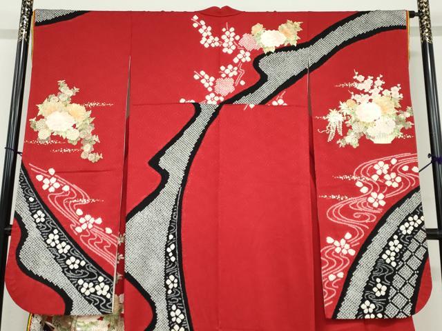 平和屋着物●ブライダルファッションデザイナー・桂由美　振袖　絞り　花車文　金銀彩　正絹　逸品　DABD9276ud
