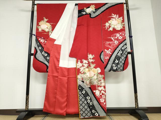 平和屋着物●ブライダルファッションデザイナー・桂由美　振袖　絞り　花車文　金銀彩　正絹　逸品　DABD9276ud