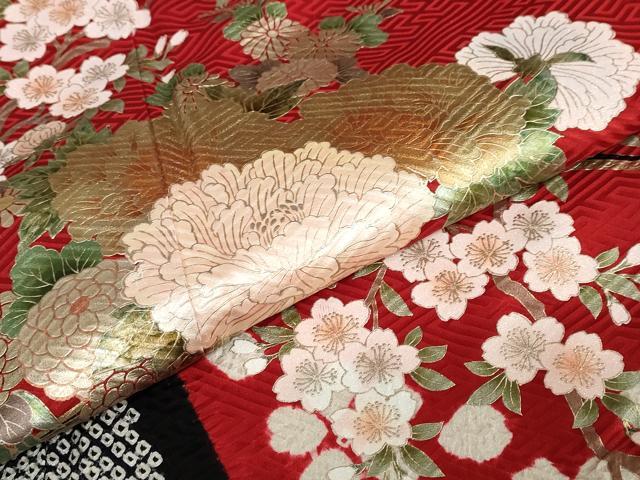 平和屋着物●ブライダルファッションデザイナー・桂由美　振袖　絞り　花車文　金銀彩　正絹　逸品　DABD9276ud