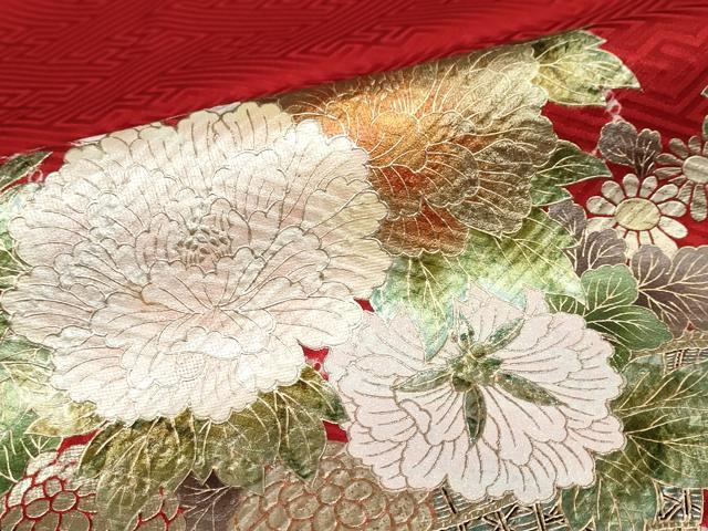 平和屋着物●ブライダルファッションデザイナー・桂由美　振袖　絞り　花車文　金銀彩　正絹　逸品　DABD9276ud