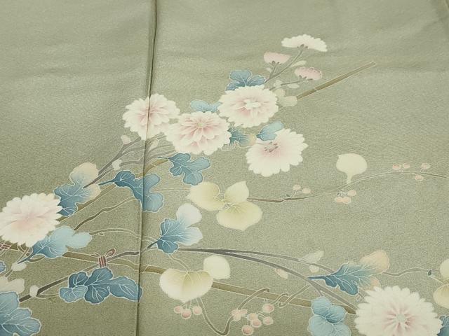 平和屋着物●訪問着　友禅　作家物　草花文　暈し染め　正絹　逸品　DABD9279ud