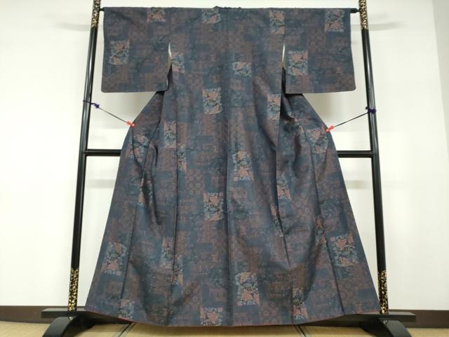 平和屋着物●本場大島紬　7マルキ　総絣　洋花文　正絹　逸品　DABD9284ud