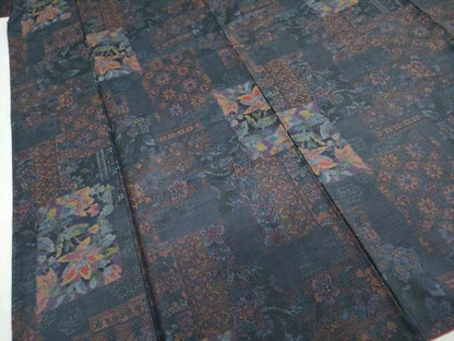 平和屋着物●本場大島紬　7マルキ　総絣　洋花文　正絹　逸品　DABD9284ud