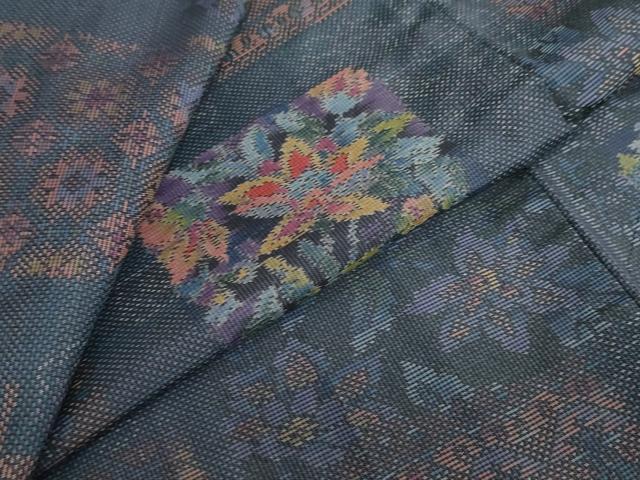 平和屋着物●本場大島紬　7マルキ　総絣　洋花文　正絹　逸品　DABD9284ud