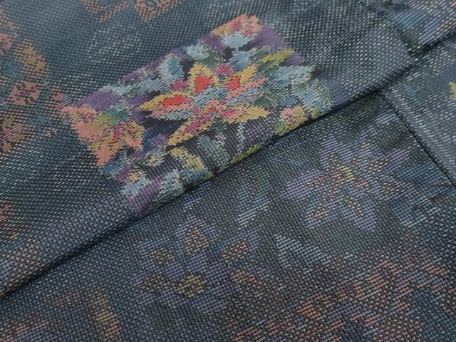 平和屋着物●本場大島紬　7マルキ　総絣　洋花文　正絹　逸品　DABD9284ud