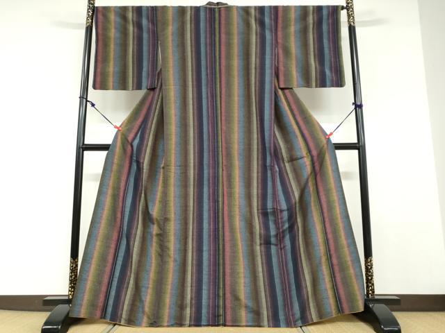 平和屋着物●上質な紬　コーヒー染め　霞間道　正絹　逸品　DABD9285ud