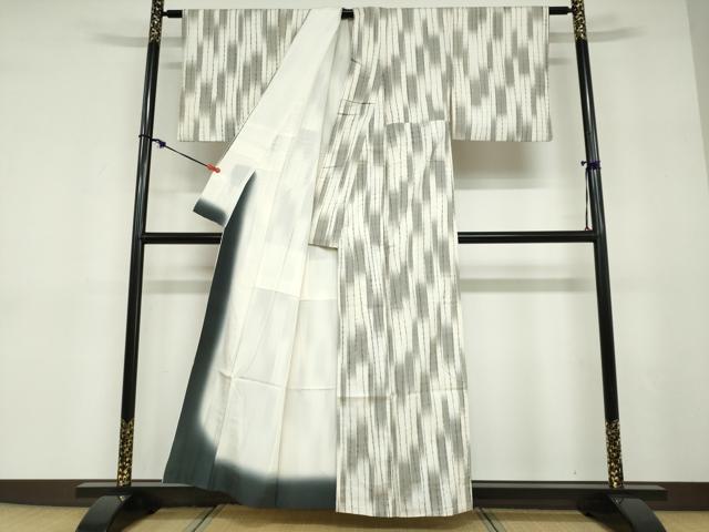平和屋着物●上質な紬　杢目絞り　変わり縞　正絹　逸品　DABD9286ud