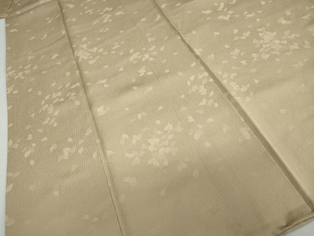 平和屋着物●上質な色無地　粋光悦　寿光織　舞葉地紋　白橡色　反端付き　正絹　逸品　DABD9287ud