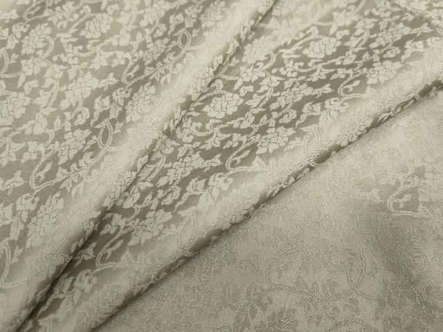 平和屋着物●訪問着　刺繍　更紗花唐草地紋　色無地　灰汁色　正絹　逸品　DABD9288ud