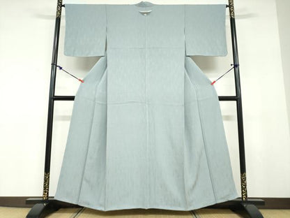 平和屋着物●上質な色無地　草葉地紋　湊鼠色　正絹　逸品　未使用　DABD9291ud
