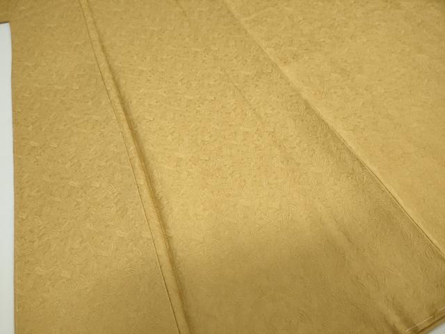 平和屋着物●上質な色無地　南天地紋　山吹茶色　正絹　逸品　未使用　DABD9292ud
