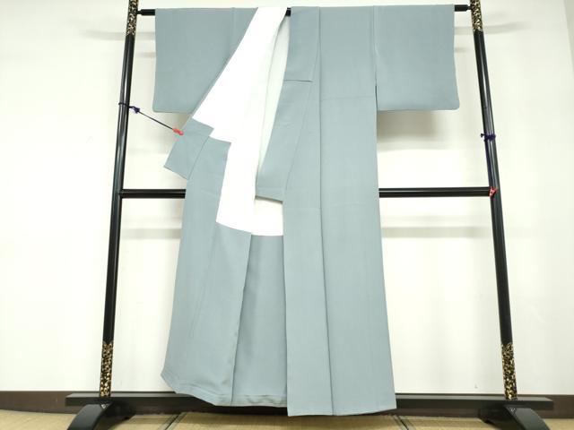 平和屋着物●京加賀友禅　百貫達雄監修　色無地　紋意匠　湊鼠色　正絹　逸品　DABD9298ud