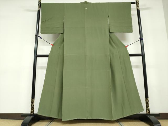 平和屋着物●上質な色無地　老竹色　正絹　逸品　未使用　DABD9299ud