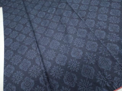 平和屋着物●結城紬　幾何学文様　正絹　逸品　DABD9302ud
