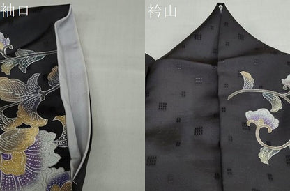平和屋着物●金彩友禅 卓越技能者・名工・和田光正 中国三大刺繍 スワトウ刺繍 汕頭刺繍 訪問着 花織 紬地 花唐草文 金彩 DABD9307ud