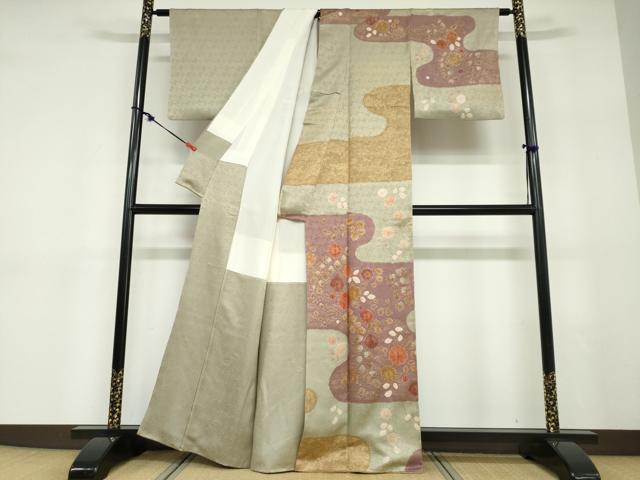 平和屋着物●訪問着　絞り　流水辻が花　金彩　正絹　逸品　DABD9308ud