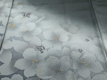 平和屋着物●訪問着　花尽くし文　暈し染め　黒地　金彩　やまと誂製　反端付き　正絹　逸品　DABD9309ud