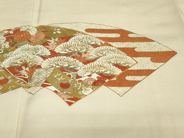 平和屋着物●豪華色留袖　駒刺繍　地紙重ね吉祥草花文　金彩　正絹　逸品　DABD9311ud