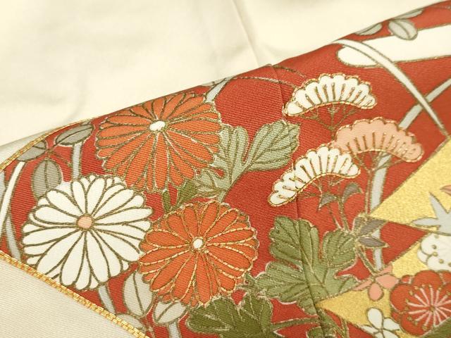 平和屋着物●豪華色留袖　駒刺繍　地紙重ね吉祥草花文　金彩　正絹　逸品　DABD9311ud