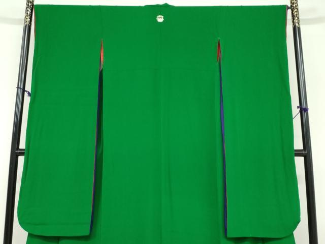 平和屋着物●ファッションデザイナー 花井幸子　振袖　色無地　常磐色　正絹　逸品　DABD9312ud