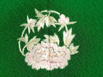 平和屋着物●ファッションデザイナー 花井幸子　振袖　色無地　常磐色　正絹　逸品　DABD9312ud