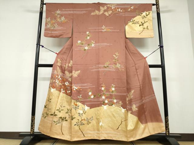 平和屋着物●訪問着　駒刺繍　草花籬文　金彩　正絹　逸品　DABD9313ud 平和屋着物○訪問着 駒刺繍 草花籬文 金彩 正絹 逸品 DABD9313ud